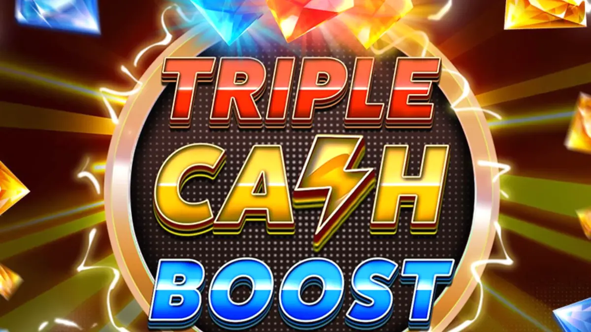 Tampilan visual neon futuristik pada slot Triple Cash Boost